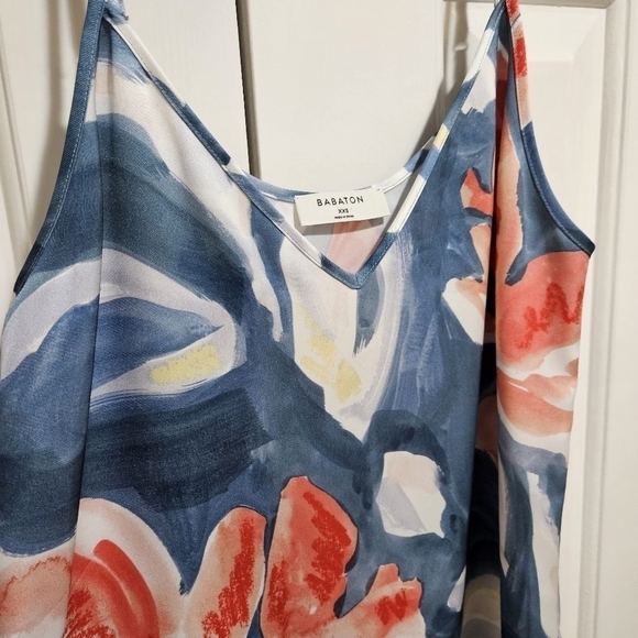 ARITZIA Babaton Blue Abstract Floral Camisole Tank Blouse Size XXS - Picture 3 of 7